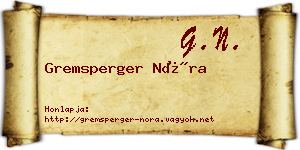 Gremsperger Nóra névjegykártya